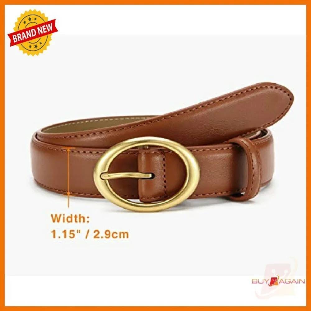 Premium Leather Belt with Gold Buckle for Jeans & Dresses